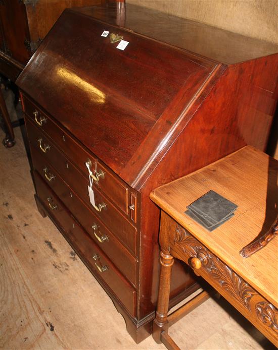 George III mahogany bureau(-)